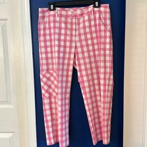Women’s LILLY PULITZER Pink & White Check Gingham Crop Capri Pants Size 10